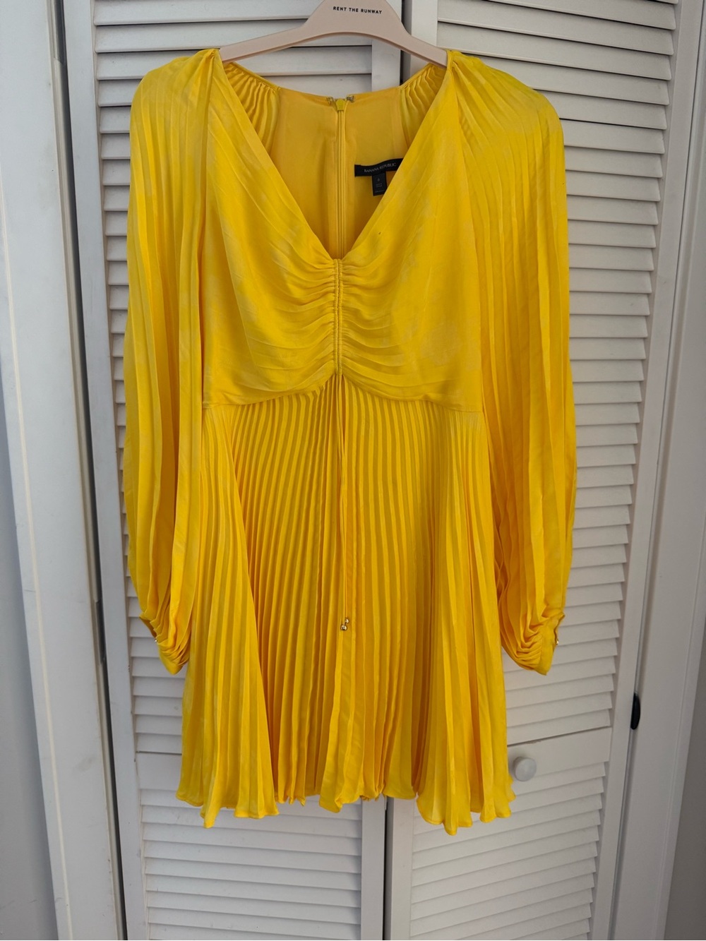Banana republic Yellow Pleated V-Neck Mini Dress